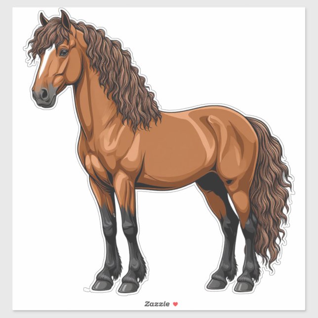Adesivo Cavalo Marrom Elegante (Folha)