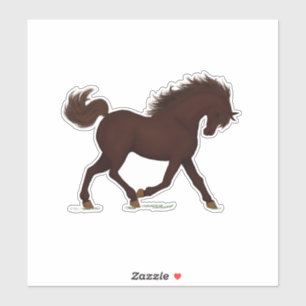 Adesivo Cavalo Marrom Trotando Equestre