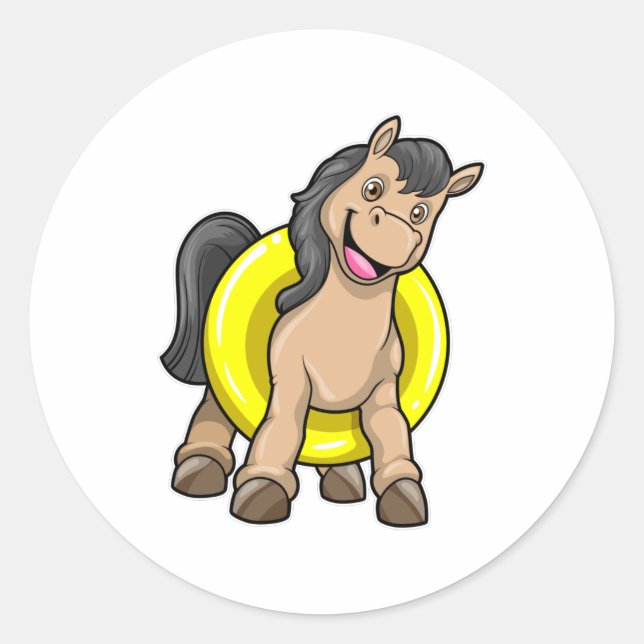 Adesivo Cavalo na praia com anel de Natação (Frente)