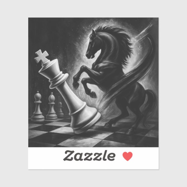 Adesivo Cavalo Negro Dramático vs. Rei - Trabalho de arte  (Folha)