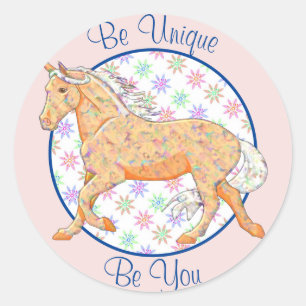 Adesivo Cavalo Palomino Laranja (rosa/azul)