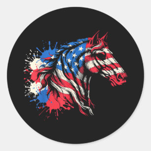 Adesivo Cavalo patriótico arte splash bandeira americana P