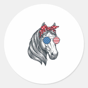 Adesivo Cavalo Patriótico Com Óculos De Sol De Bandeira Vi