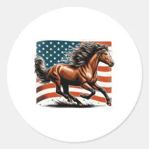 Adesivo Cavalo Patriótico de Bandeira Americana Andando Lo