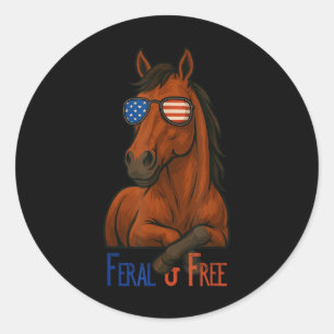 Adesivo Cavalo Patriótico Engraçado Feral & Livre 4 de Jul