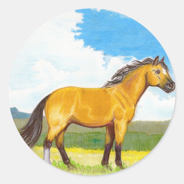 Adesivo Cavalo Pequeno nos Pinheiros Redondos das Pradaria (Frente)