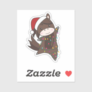 Adesivo Cavalo Pôneo de Natal Neve Inverno Animais de inve