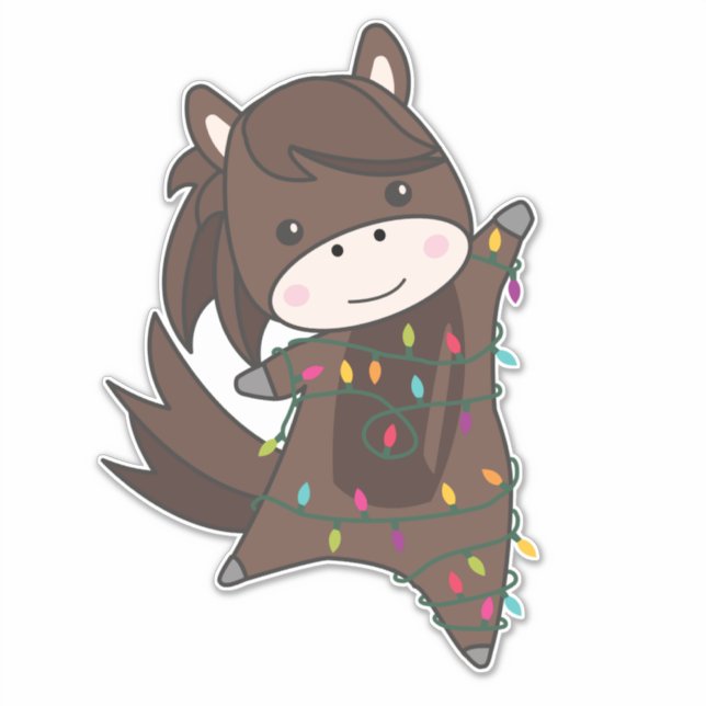 Adesivo Cavalo Pôneo de Natal Neve Inverno Animais de inve (Frente)