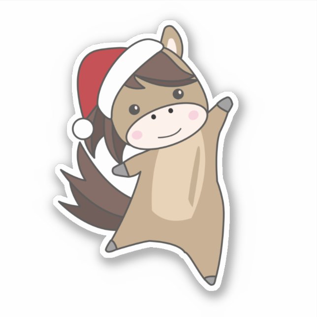 Adesivo Cavalo Pôneo de Natal Neve Inverno Animais de inve (Frente)