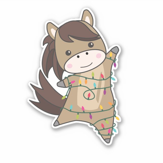 Adesivo Cavalo Pôneo de Natal Neve Inverno Animais de inve (Frente)