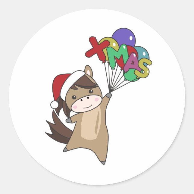 Adesivo Cavalo Pôneo Natal Neve Neve Cavalos de Inverno (Frente)