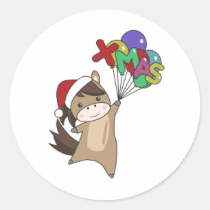 Adesivo Cavalo Pôneo Natal Neve Neve Cavalos de Inverno