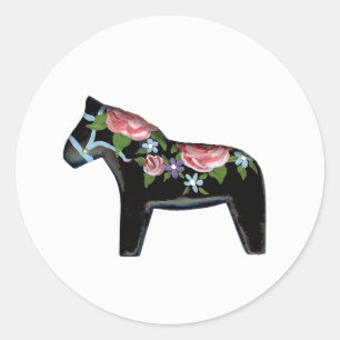 Adesivo Cavalo preto com rosas