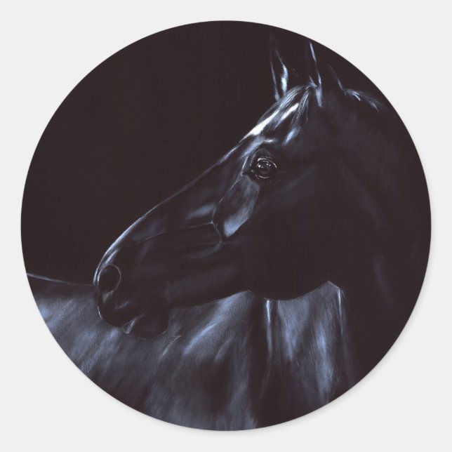 Adesivo Cavalo preto elegante pintado à mão (Frente)