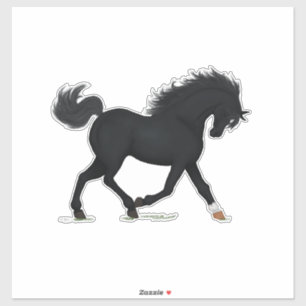 Adesivo Cavalo Preto Trotador com Beleza Negra Estrela e M