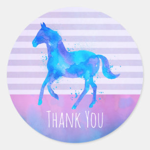 Adesivo Cavalo selvagem no obrigado azul e roxo da
