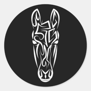 Adesivo Cavalo Tribal Negro e Branco