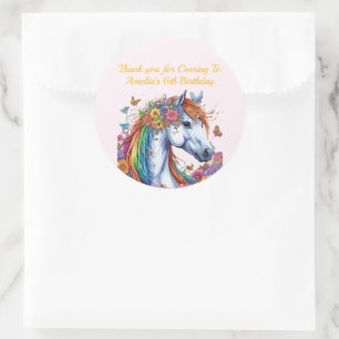 Adesivo Cavalo Whimsso Rainbow Floral Equestre Aniversário