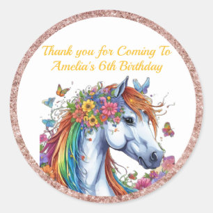 Adesivo Cavalo Whimsso Rainbow Floral Equestre Aniversário