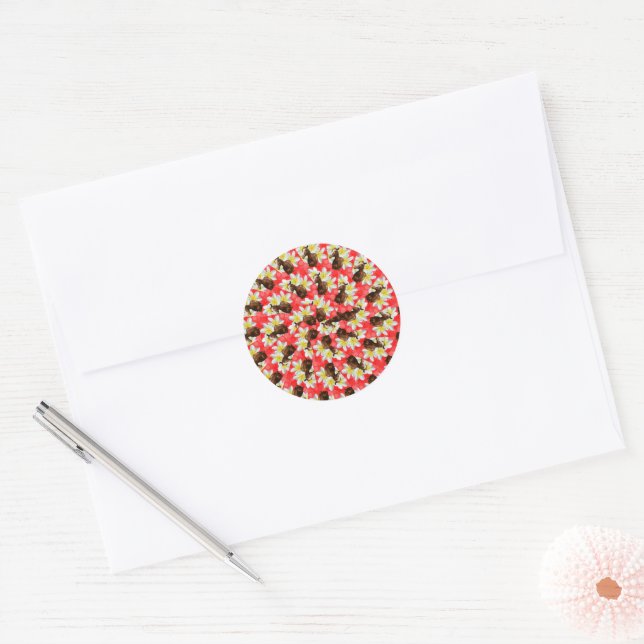 Adesivo Cavalos Circulares E Design De Frangipani, (Envelope)