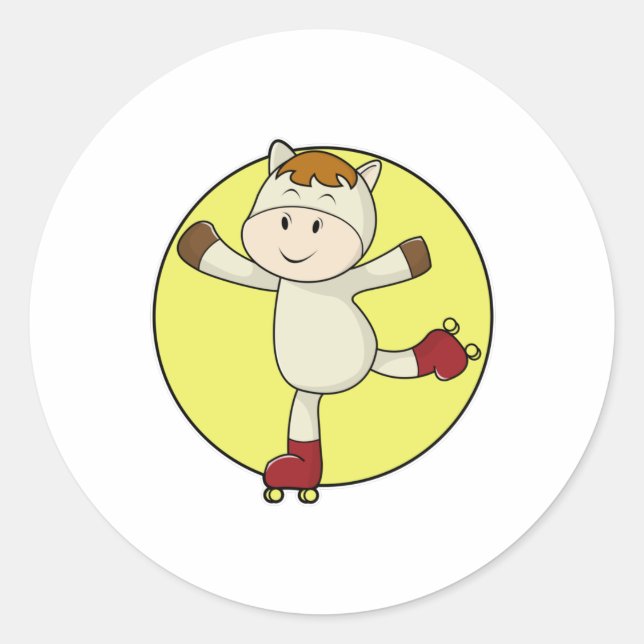 Adesivo Cavalos como skater em linha e Skates em linha (Frente)