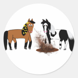 Adesivo Cavalos de Cartoon Bonitos tocando