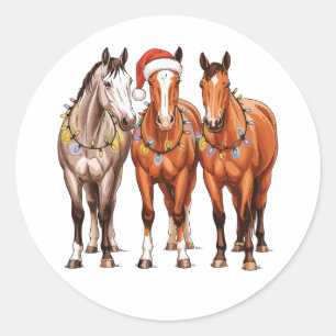Adesivo Cavalos de Natal Cowboy Ocidental Chapéu do Papai