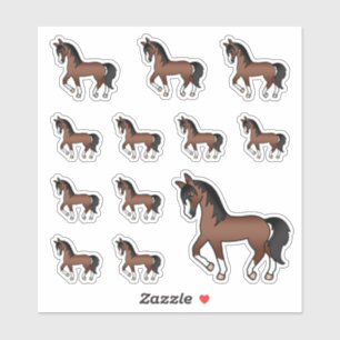Adesivo Cavalos de Trote de Cartoon Castanho