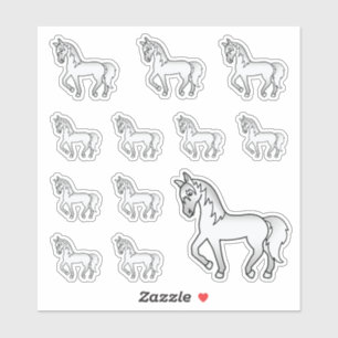 Adesivo Cavalos de Trote de Cartoon de cinza