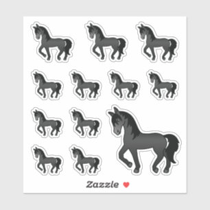 Adesivo Cavalos de Trote de Cartoon em Cute Negro