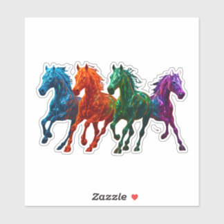 Adesivo Cavalos de Vidro Vibrantes - Arte Cinzenta Colorid