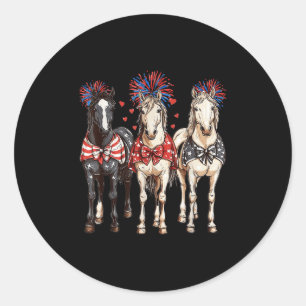 Adesivo Cavalos Fogo Patriótico de Bandeira Americana