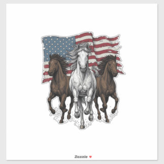 Adesivo Cavalos Patrióticos Vintage em Corrida Design Veto