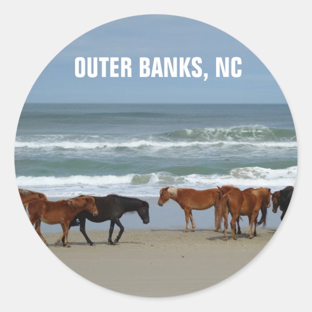 Adesivo Cavalos Selvagens Outer Banks OBX Carolina do Nort (Frente)