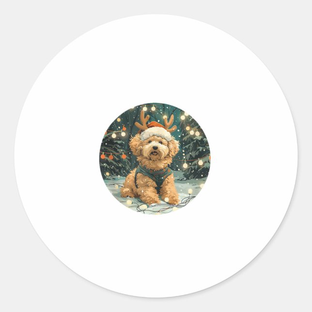 Adesivo Cavapoo Reindeer Cachorro Santa Hat Cute Holi (Frente)