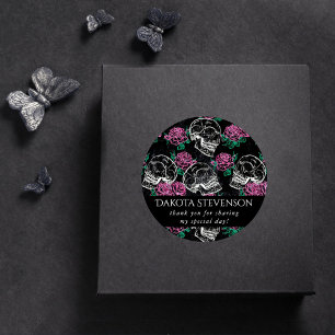 Adesivo Caveira Açucarada Rosas Rosas Obrigada Glamour G