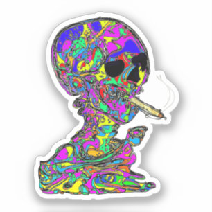 Adesivo Caveira Calavera Fumando Cigarro