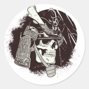 Adesivo Caveira Com Capacete De Samurai