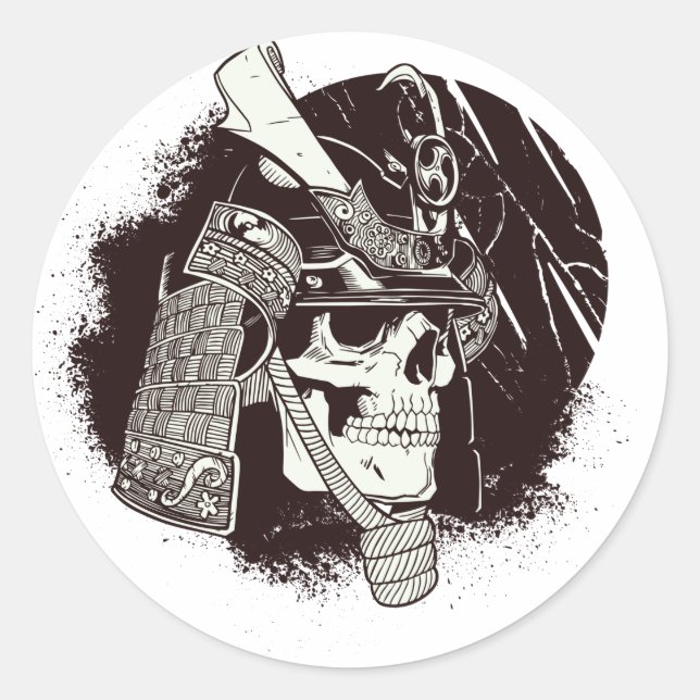 Adesivo Caveira Com Capacete De Samurai (Frente)
