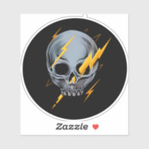 Caveira com skate de parafusos do relâmpago