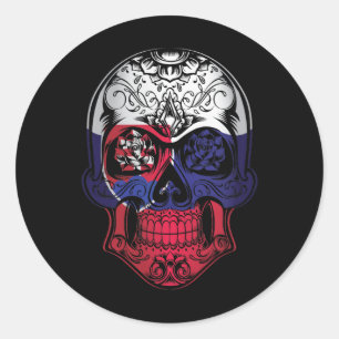 Adesivo Caveira Da Eslováquia E Bandeira Rosa