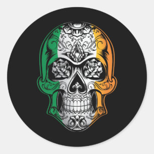 Adesivo Caveira Da Irlanda E Bandeira Rosa