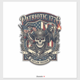 Adesivo Caveira de Fora da Lei Patriota Xerife Patriota Es