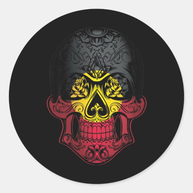 Adesivo Caveira De Origem E Bandeira De Rosas (Frente)