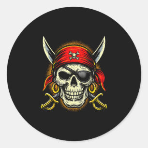 Adesivo Caveira de pirata e ossos cruzados esqueleto hallo