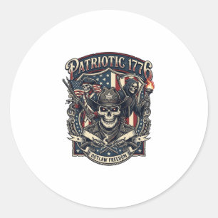 Adesivo Caveira de Xerife Fora da Lei Patriota Escuro Patr