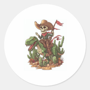 Adesivo Caveira do Cowboy Jurássico - Engraçado Dino Rodeo
