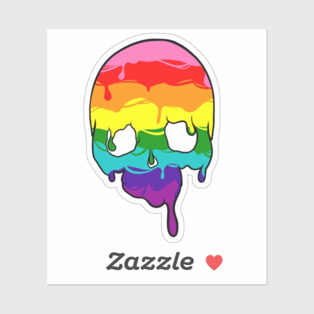 Adesivo Caveira do Orgulho Arco-Íris (Folha)