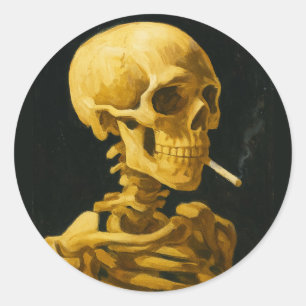 Adesivo Caveira Dourada Fumando – Única Inspirada em Van G