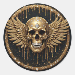 Adesivo 💀 Caveira e Asas Presente Gótico para Fãs de Meta